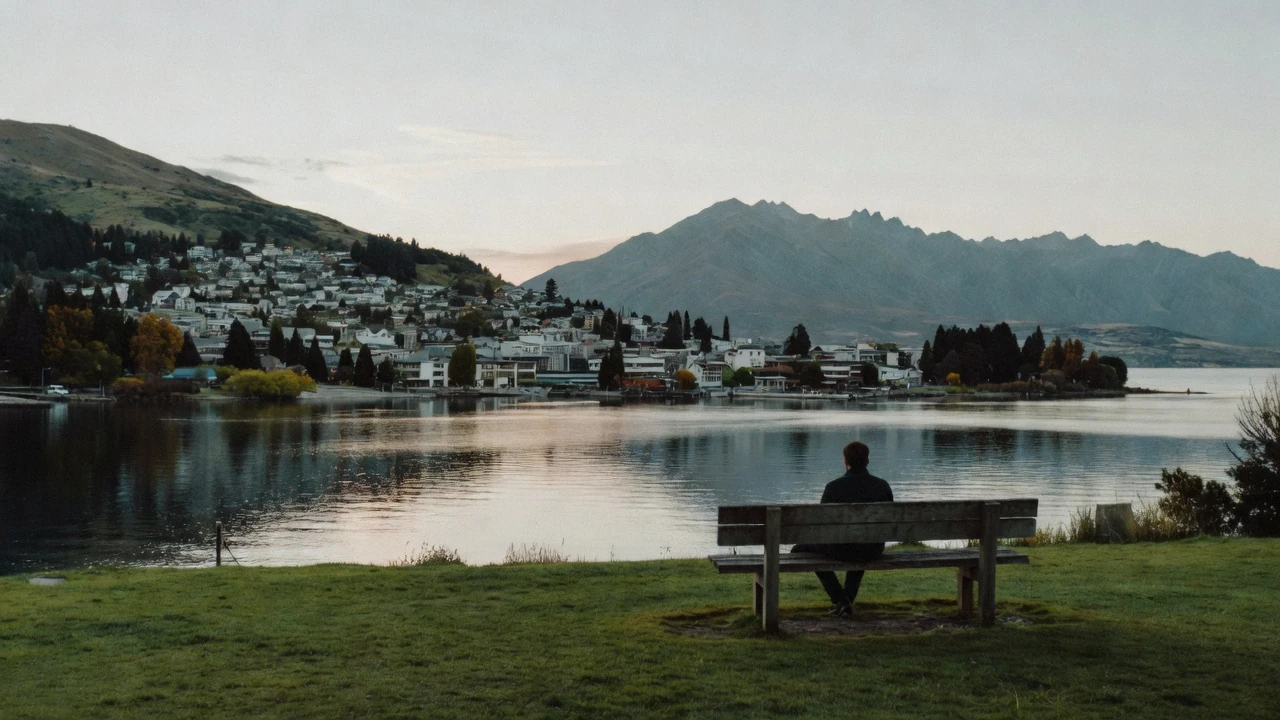 The Remarkables rising straight out of Lake Whakatipu above the Queenstown waterfront, the view that answers whether Queenstown is worth visiting, New Zealand