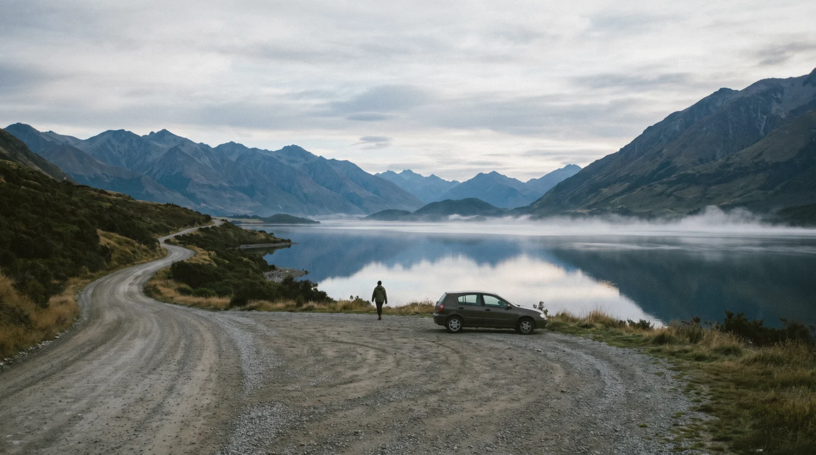 A coach on the Milford road through Fiordland on the third day of three days in Queenstown, New Zealand