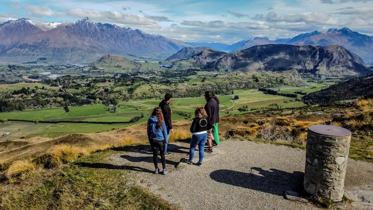 A film-location viewpoint over the Dart Valley near Glenorchy — Glenorchy from Queenstown, New Zealand